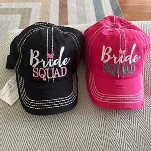 5 Bride Squad Black and Pink Caps